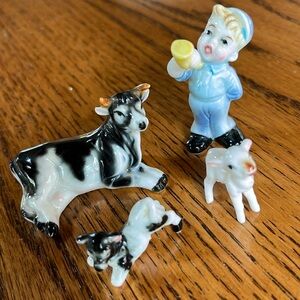 Little Boy Blue Bone China Nursery Rhyme Figurine Miniature Set mother goose